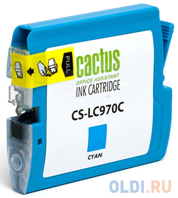 Картридж струйный Cactus CS-LC970C голубой для Brother DCP-135C/150C/MFC-235C/260C (20мл) - фото 2