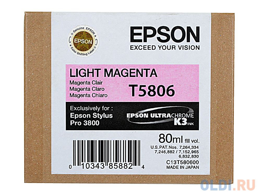 Картридж Epson C13T580600 400стр Светло-пурпурный картридж epson c13t580300 для stylus pro 3800 magenta пурпурный
