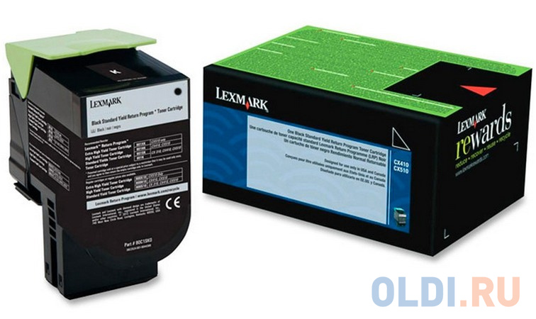 Тонер-Картридж Lexmark 80C8HKE для CX310/410/510 чёрный 4000стр тонер картридж lexmark 80c8xc0 для cx510x голубой 4000стр