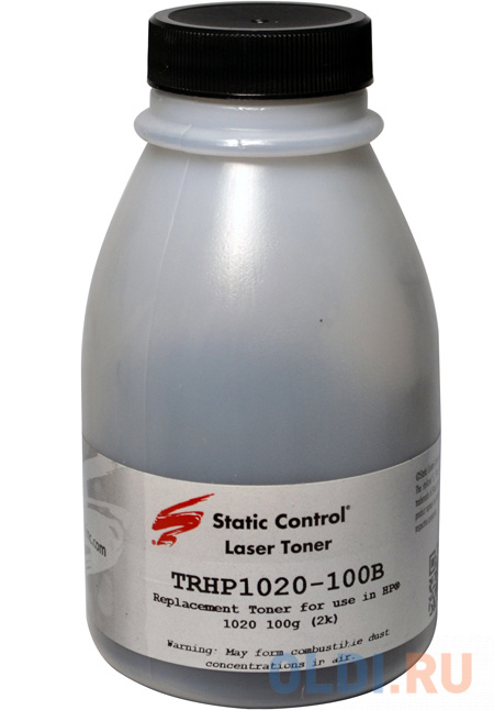 Тонер Static Control TRHP1020-100B черный флакон 100гр. для принтера HP LJ 1010/1012/1015/1020 тонер static control mpt7 1kg флакон 1000гр для принтера hp ljp1005 1006 1505