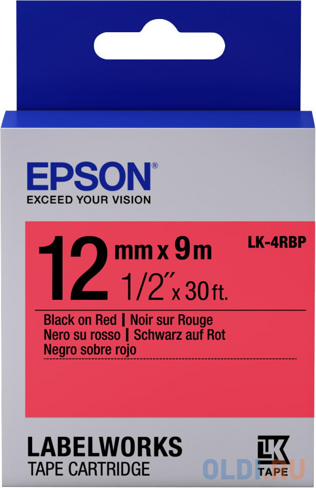 Epson Tape LK-4RBP Pastel Blk/Red 12/9