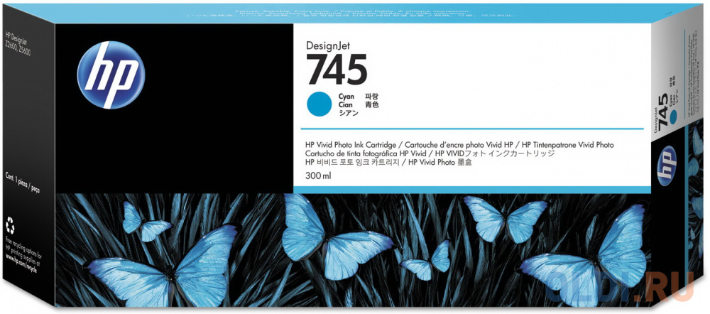 Картридж HP 745 F9K03A 300ml для HP DesignJet голубой