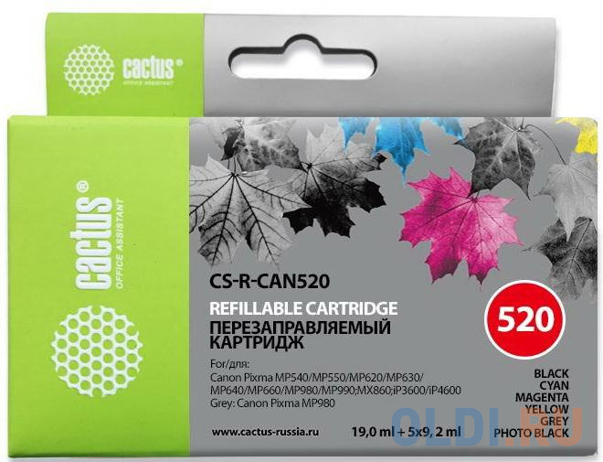 Комплект перезаправляемых картриджей Cactus CS-R-CAN520 для Canon PIXMA MP540 MP550 MP620