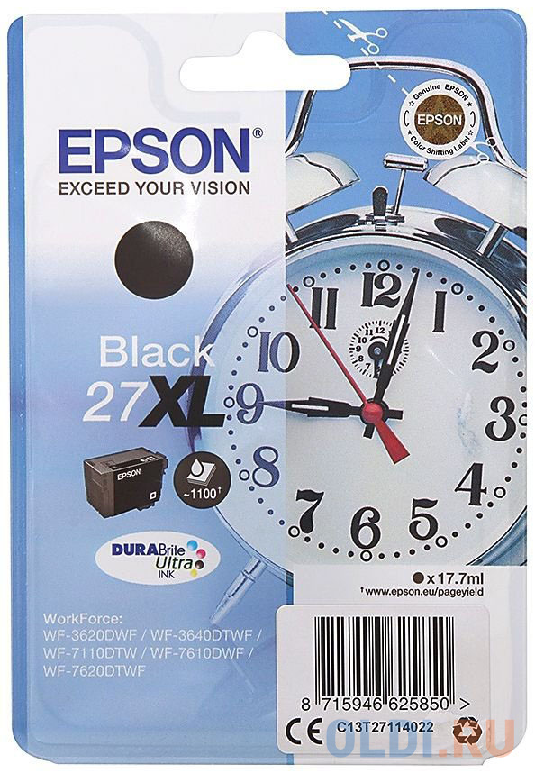 

Картридж Epson C13T27114022 1100стр Черный