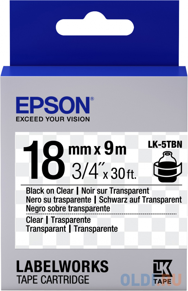 

Epson Tape LK-5TBN Clear Blk/Clear 18/9