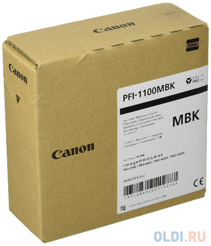 Картридж Canon PFI-1100 для Canon imagePROGRAF PRO-2000 PRO-4000 PRO-4000S PRO-6000S матовый черный 0849C001 - фото 2