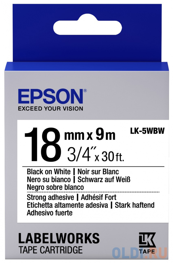 Лента Epson LK-5WBW для Epson LabelWorks LW-400 400VP 700 900P C53S655012