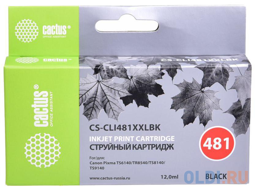 Картридж струйный Cactus CS-CLI481XXLBK черный (12мл) для Canon Pixma TR7540/TR8540/TS6140/TS8140 - фото 1