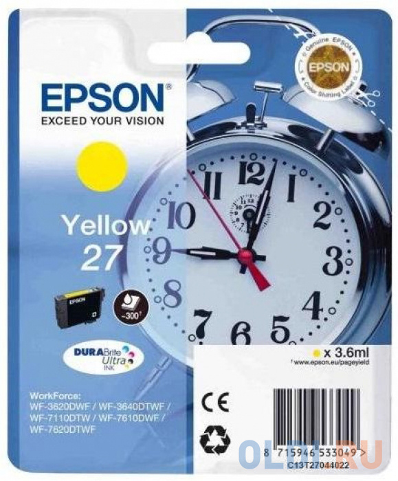 

Картридж Epson C13T27044022 300стр Желтый