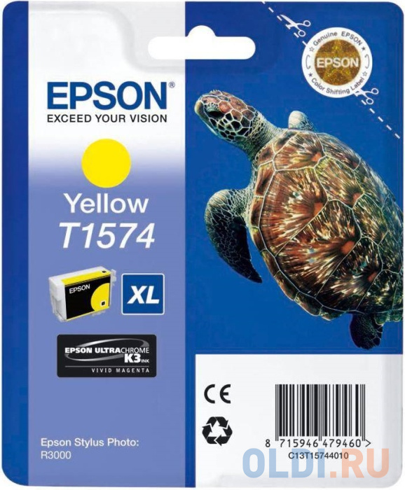 Картридж Epson C13T15744010 для Epson Stylus Photo R3000 желтый картридж t2 c13t048440 для epson stylus photo r200 r300 rx500 rx600 желтый ic et0484