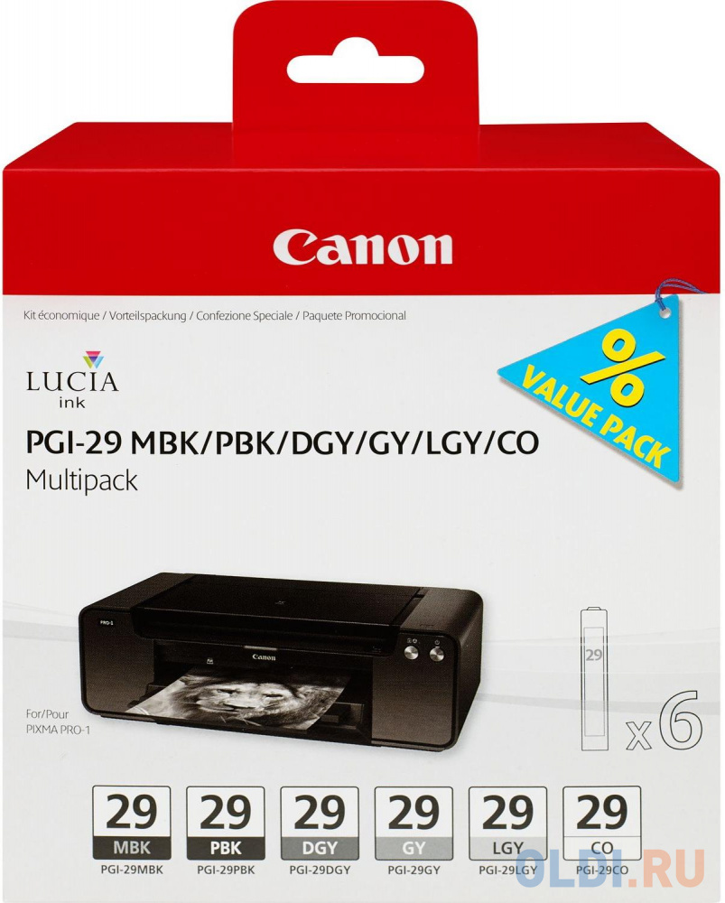 Набор картриджей Canon PGI-29 MBK/PBK/DGY/GY/LGY/CO для PRO-1 4868B018