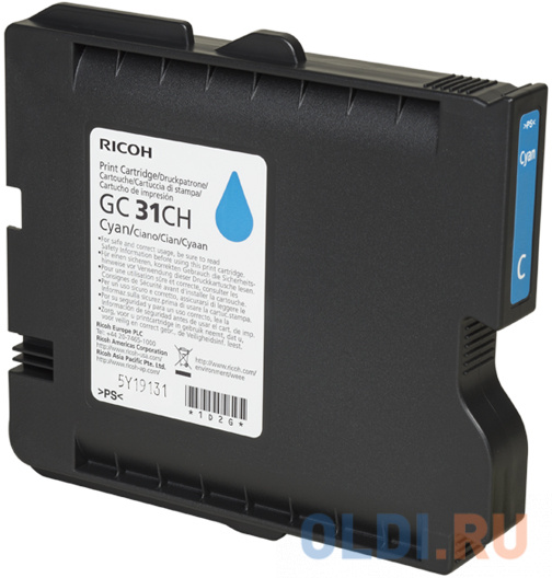 Картридж Ricoh GC 31CH для Ricoh Aficio GX e2600/e3300N/e3350N/e5550N голубой 405702