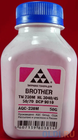 Тонер Brother TN 230M HL 3040/45/50/70/DCP 9010 Magenta (фл. 50г) AQC-США фас.Россия, цвет пурпурный
