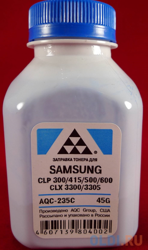 Тонер SAMSUNG CLP 300/315/320/325/360/415/500/510/600/610/660/CLX3300/3305 Cyan (фл. 45г) AQC-США фас.Россия, цвет голубой