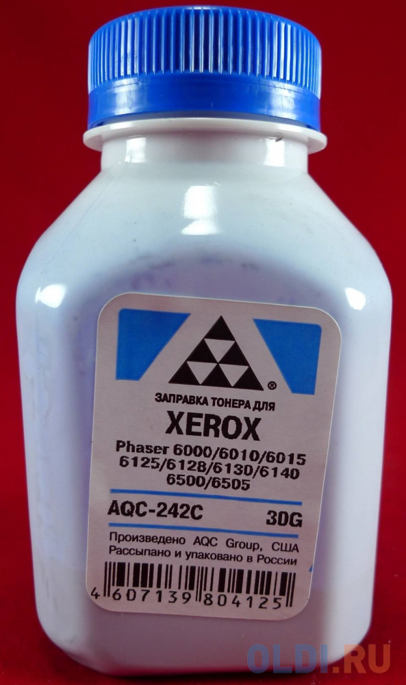 Тонер XEROX Phaser 6000/6010/6015/6125/6128/6130/6140/6500/6505  Cyan (фл. 30г) AQC-США фас.Россия, цвет голубой