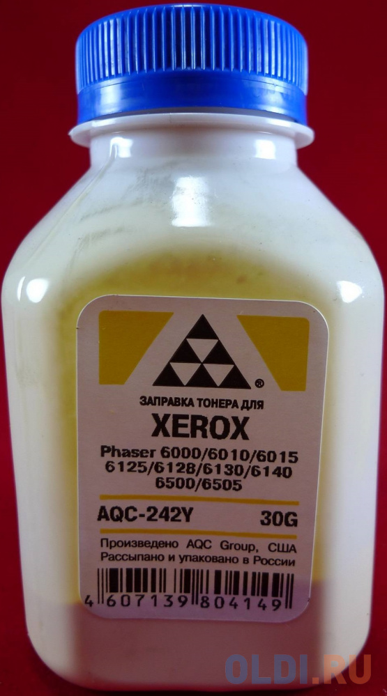 Тонер XEROX Phaser 6000/6010/6015/6125/6128/6130/6140/6500/6505  Yellow (фл. 30г) AQC-США фас.Россия, цвет желтый