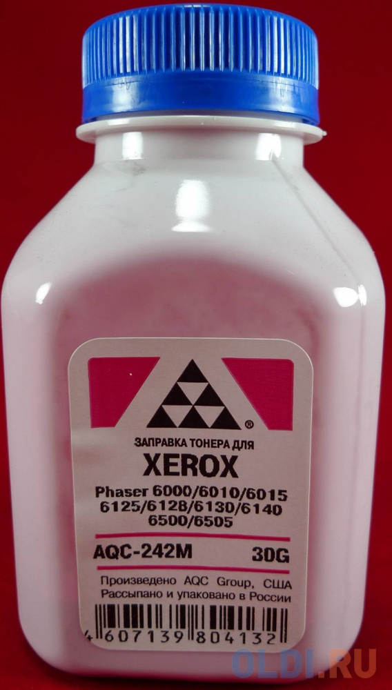Тонер XEROX Phaser 6000/6010/6015/6125/6128/6130/6140/6500/6505  Magenta (фл. 30г) AQC-США фас.Россия, цвет пурпурный
