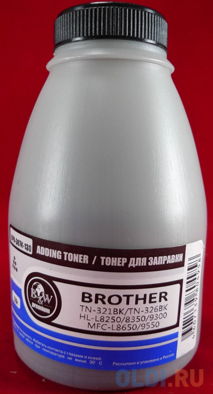 

Тонер Brother TN-321BK/TN-326BK HL-L8250/8350/9300, MFC-L8650/9550 Black (фл. 130г) B&W Premium Tomoegawa фас.Россия, Черный