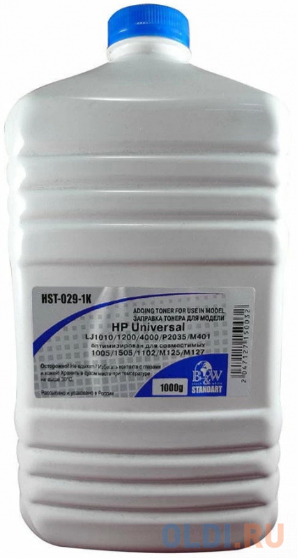 

Тонер для картриджей CB435A/CE285A/CE278A/CF283A, CRG-725/737/728 (фл. 1кг) B&W Premium Mitsubishi/MKI UT1917 фас.Россия, Черный