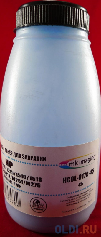 

Тонер для картриджей CB541A/CE321A/CF211A Cyan, химический (фл. 45г) B&W Premium Mitsubishi/MKI фас.Россия, Голубой