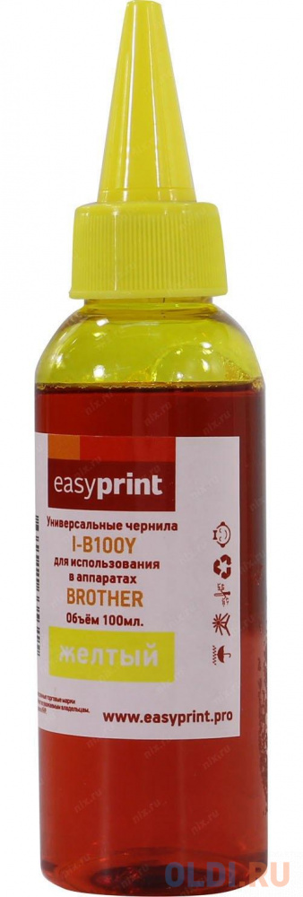 Чернила EasyPrint I-B100Y универсальные для Brother (100мл.) желтый чернила easyprint i e100m