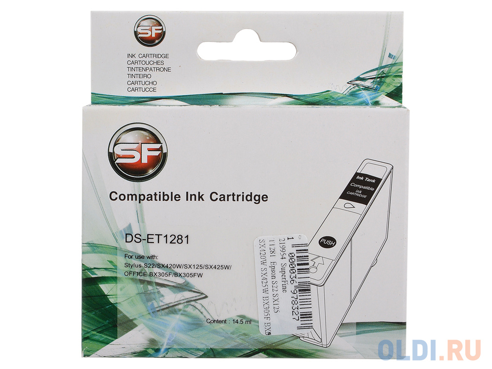 Картридж SuperFine T1281 для Epson Stylus S22 SX125 SX420W SX425W BX305F BX305FW Black Черный картридж easyprint c13t1281 для epson stylus s22 sx125 office bx305f ie t1281