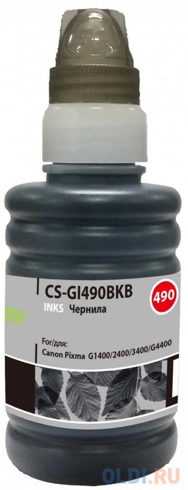 Чернила Cactus CS-GI490BKB черный100мл для Canon Pixma G1400/G2400/G3400
