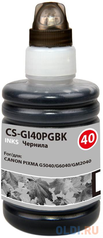 Чернила Cactus CS-GI40PGBK черный100мл для Canon Pixma G5040/G6040/GM2040 - фото 1