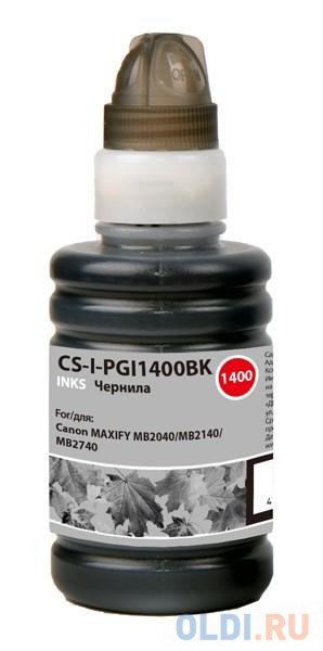 Чернила Cactus CS-I-PGI1400BK черный100мл для Canon MAXIFY MB2040/MB2140/MB2740