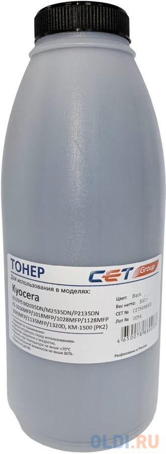 Тонер Cet PK2 CET5498-300 черный бутылка 300гр. для принтера Kyocera Ecosys M2035DN/M2535DN/P2135DN FS-1016MFP/1018MFP - фото 1