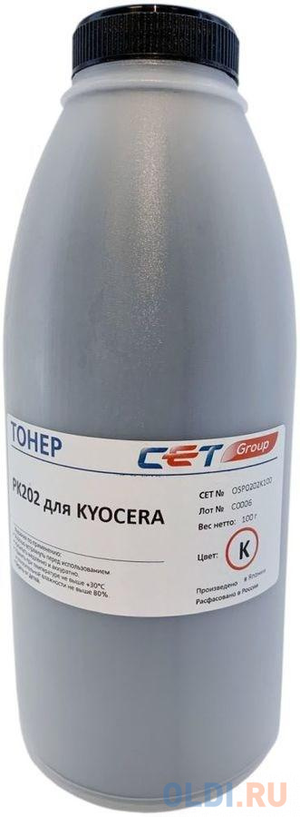 Тонер Cet PK202 OSP0202K-100 черный бутылка 100гр. для принтера Kyocera FS-2126MFP/2626MFP/C8525MFP - фото 1