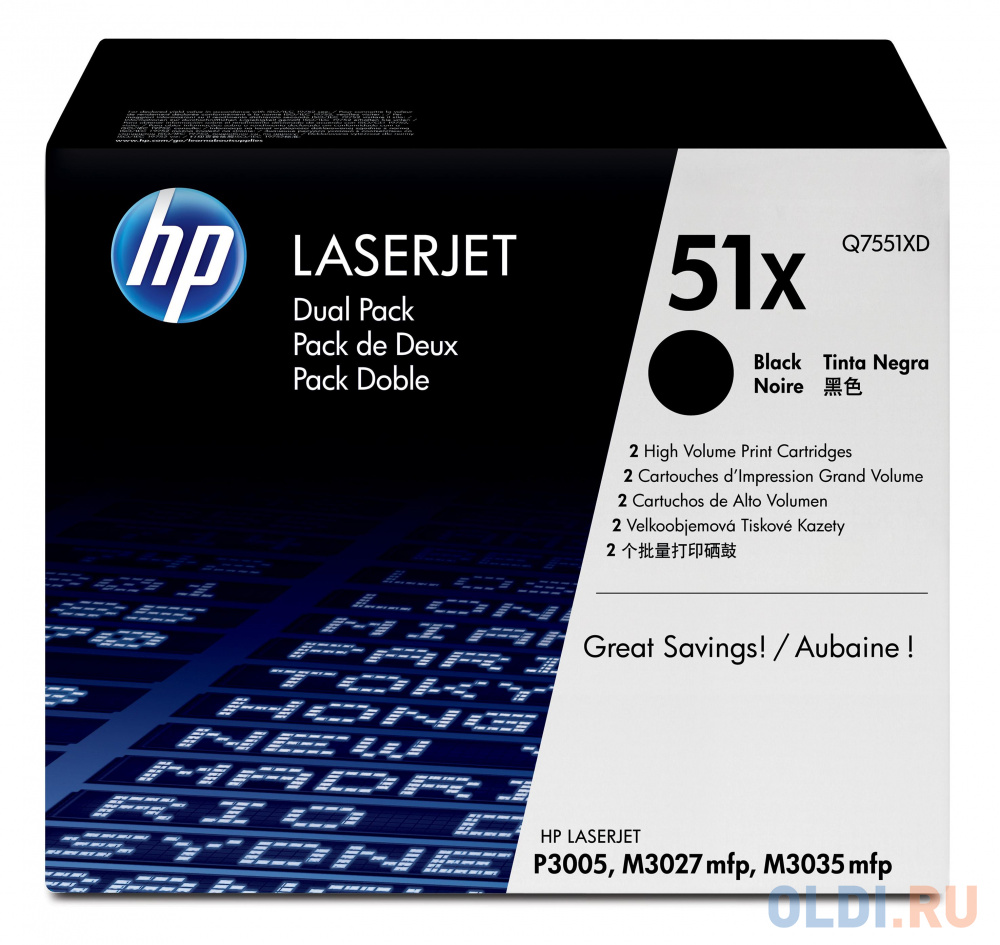 Картридж HP Q7551XD №51Х для LaserJet P3005 M3035MFP M3027MFP 13000 страниц двойная упаковка семена редис всесезонный 3 г ная упаковка аэлита