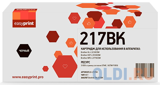217BK Картридж EasyPrint LB-217BK для Brother HL-L3230CDW/DCP-L3550CDW/MFC-L3770CDW (3000 стр.) черный tc b217m картридж t2 для brother hl l3230cdw dcp l3550cdw mfc l3770cdw 2300 стр пурпурный