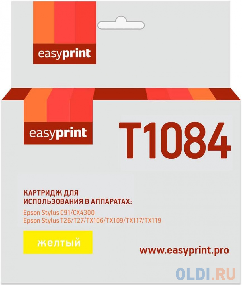 Картридж EasyPrint C13T0924/T1084 для Epson Stylus C91/CX4300/TX106/TX117 желтый с чипом IE-T1084 ic et8651 картридж t2 для epson workforce pro wf m5190dw m5690dwf m5690dwfsv 10000 стр с чипом