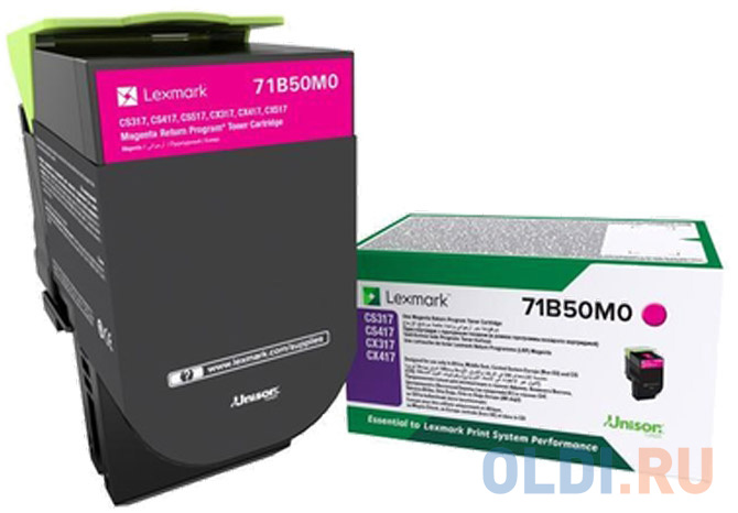 Картридж Lexmark 71B50M0 2300стр Пурпурный картридж lexmark 71b50c0 2300стр голубой