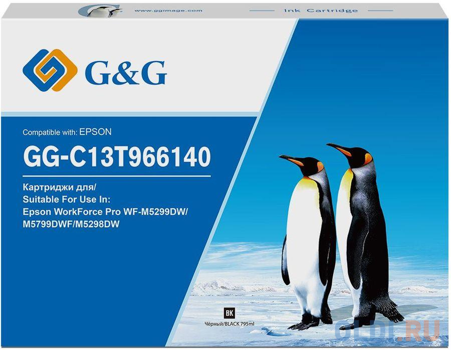 Картридж струйный G&G GG-C13T966140 черный (795мл) для Epson WorkForce Pro WF-M5299DW/M5799DWF/M5298DW струйный картридж nv print nv t9734 nv c13t973400 yellow для epson workforce pro wf c869rdtwf rips wf c869rdtwfsw 22 000 стр