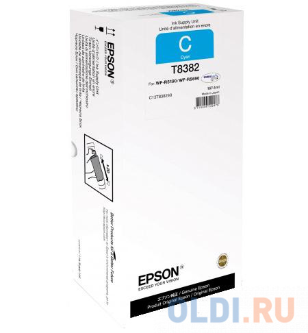 Картридж Epson C13T838240 для Epson WorkForce Pro WF-R5190DTW WF-R5690DF голубой картридж epson c13t850700 для epson surecolor sc p800 серый