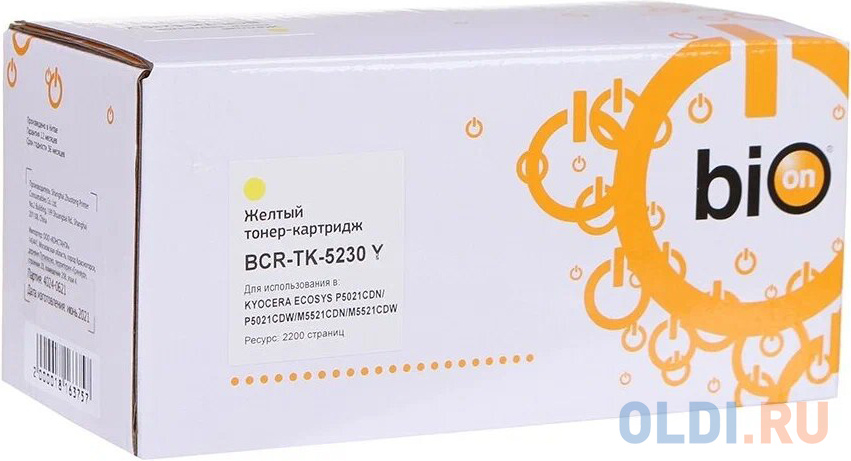 Bion TK-5230Y Тонер-картридж для Kyocera P5021cdn/M5521cdn (2'600 стр.) Желтый bion ce262a картридж для clj cp4025 cp4525 11 000 стр желтый