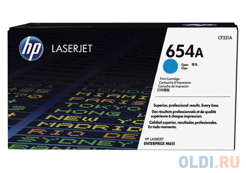 Картридж HP 654A CF331AC для HP Color LaserJet Enterprise M651n/M651dn/M651xh/M680dn/M680f голубой
