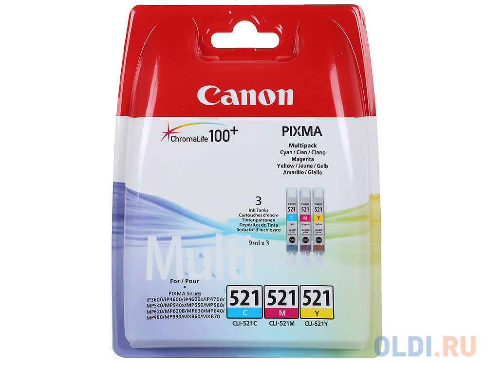 Картридж Canon CLI-521C/M/Y MULTIPACK 446стр Многоцветный 2934B010 - фото 3