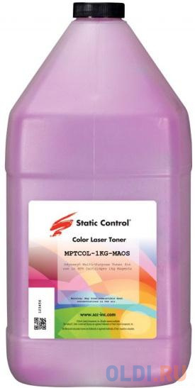 Тонер Static Control TRMPTCOL-1KG-M пурпурный флакон 1000гр. для принтера HP CLJCP1515/ Canon MF8330 тонер static control h1606tnr 1kg флакон 1000гр для принтера hp lj p1606 p1102 m201