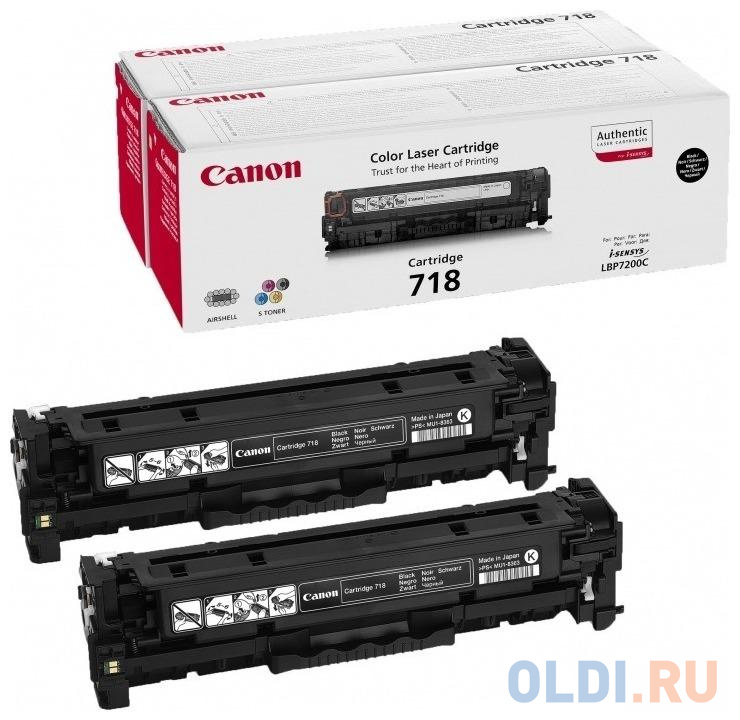 

Тонер-картридж/ TONER BLACK 3.4K 718B TWIN PACK 2662B017 CANON