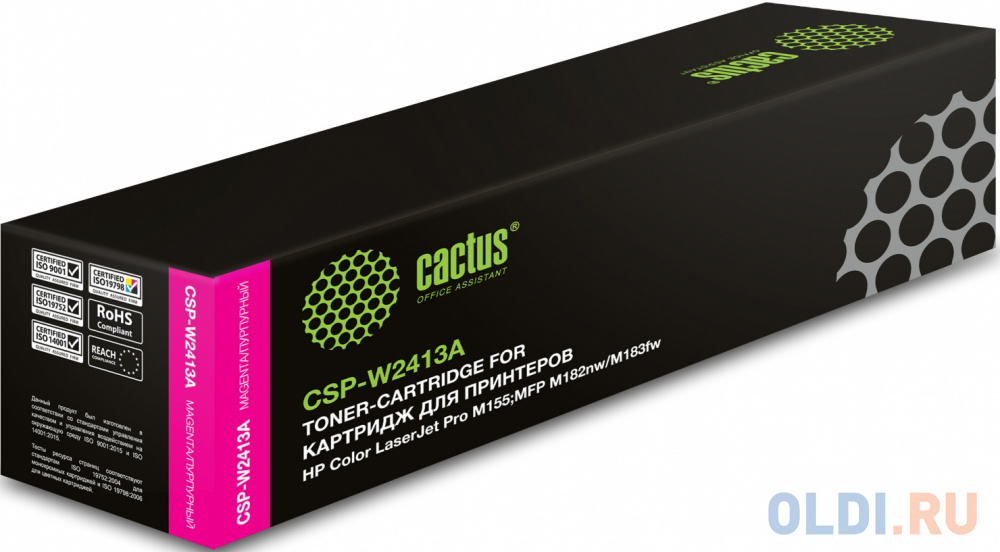 Картридж лазерный Cactus CSP-W2413A пурпурный (850стр.) для HP Color LaserJet Pro M155;MFP M182nw/M183fw картридж cactus cs cf380x 4400стр для hp laserjet pro m476dn m476nw m476dw cs cf380x