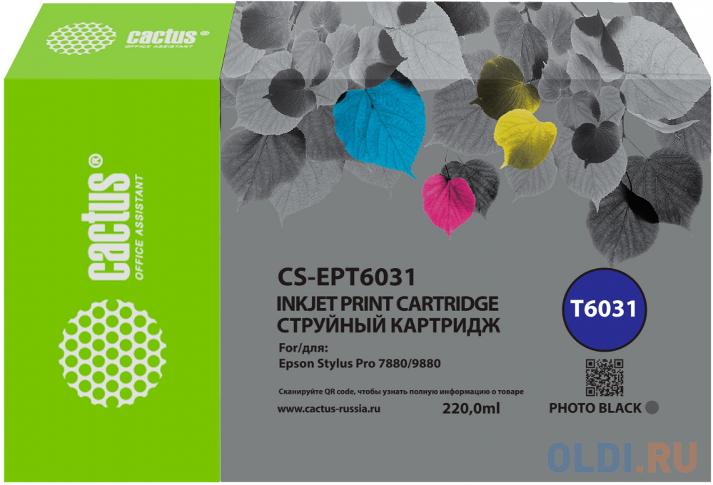 

Картридж струйный Cactus CS-EPT6031 T6031 фото черный (220мл) для Epson Stylus PRO 7880/9880