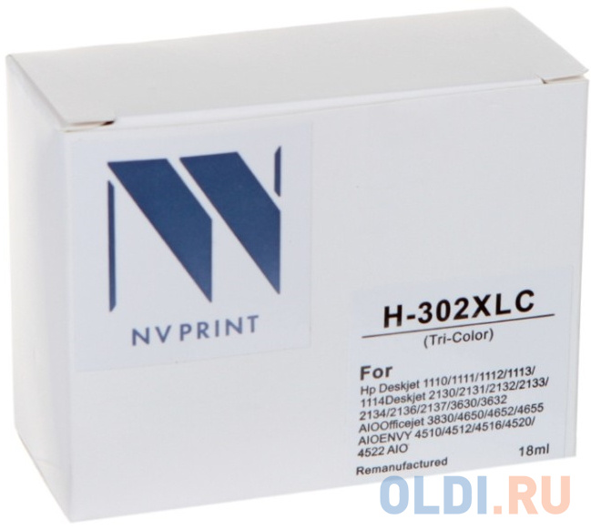 Струйный картридж NV Print 302XLC (NV-F6U67AE) Color для HP DeskJet 1110, 2132, 3630, 3632; Envy 4512, 4520, 4522; OfficeJet 3830, 4650, 4655