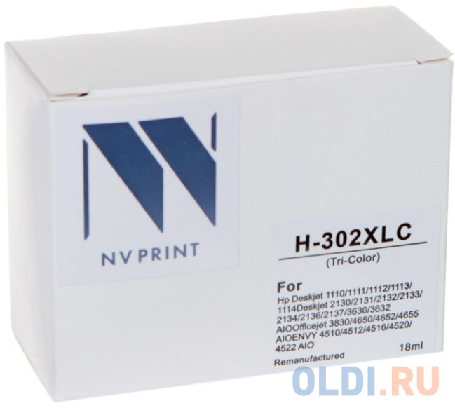 Струйный картридж NV Print 302XLC (NV-F6U67AE) Color для HP DeskJet 1110, 2132, 3630, 3632; Envy 4512, 4520, 4522; OfficeJet 3830, 4650, 4655 ic h8727 картридж t2 27 для hp deskjet 3320 3420 3520 3650 5650 5850 psc 1210 1315 officejet 4215 4315 5610 5615 6110