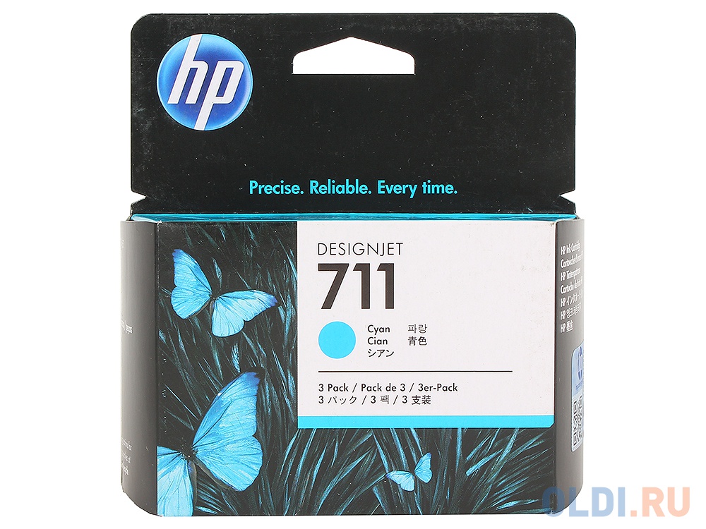 Картридж HP №N711 CZ134A для Designjet T520 T120 голубой 29мл 3шт ic h131 картридж t2 711 для hp designjet t120 520 пурпурный с чипом
