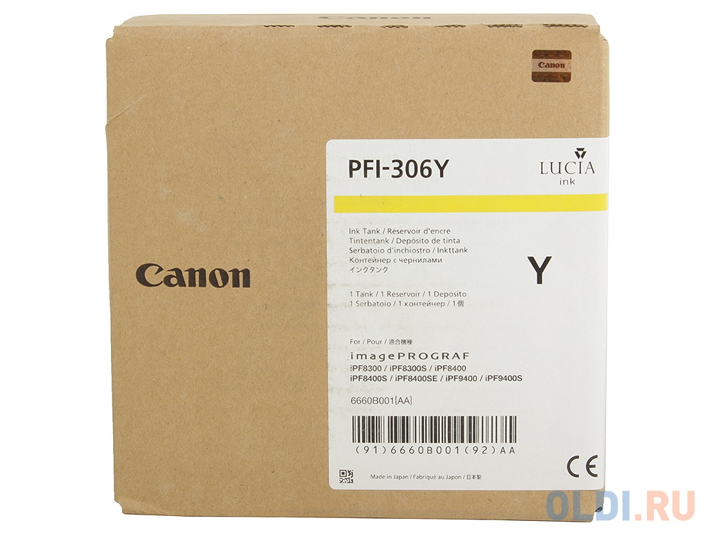 Картридж Canon PFI-306 Y для iPF8300S 8400 9400S 9400 желтый 6660B001 - фото 2