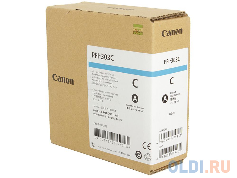 Картридж Canon PFI-303 C для iPF815 825 голубой 2959B001 - фото 1