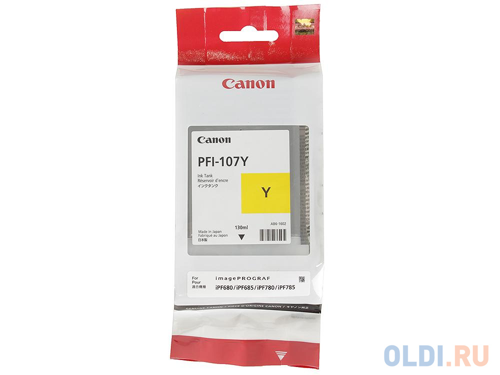 Картридж Canon PFI-107 Y для iPF680/685/780/785 130мл желтый 6708B001 - фото 1